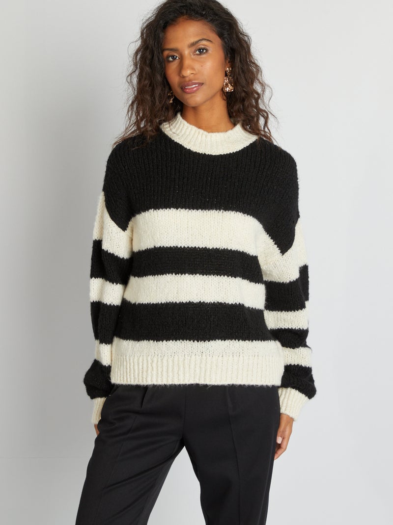 Pull à rayures 'JDY' Noir/blanc - Kiabi