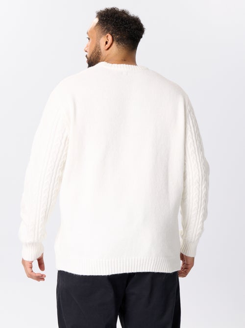 Pull à torsades à col rond - Kiabi
