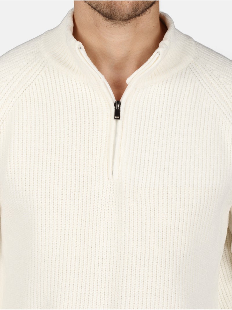 Pull à zip - Kenzarro Blanc - Kiabi