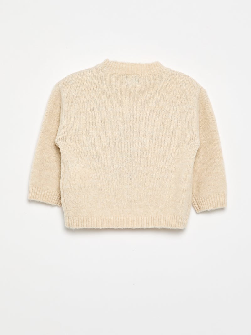 Pull avec animations 'cœurs' Beige - Kiabi