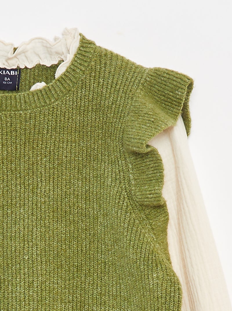 Pull avec blouse 2-en-1 Vert - Kiabi