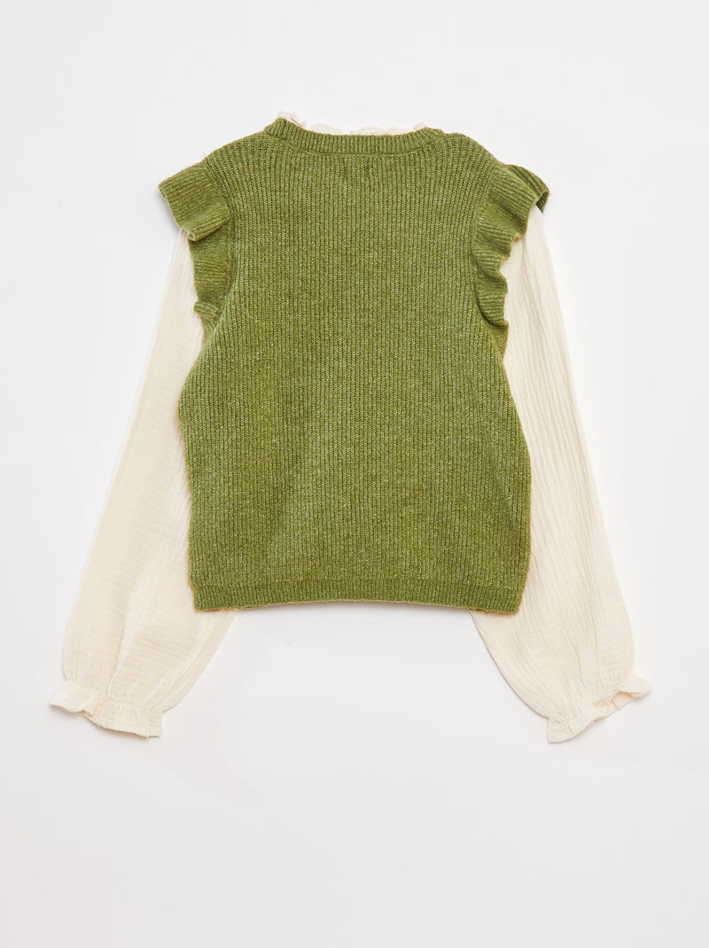 Pull avec blouse 2-en-1 Vert - Kiabi