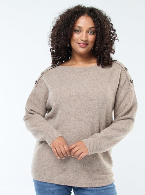 Pull avec boutons fantaisies à l'épaule - Kiabi