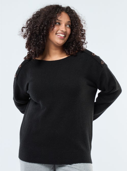 Pull avec boutons fantaisies à l'épaule - Kiabi