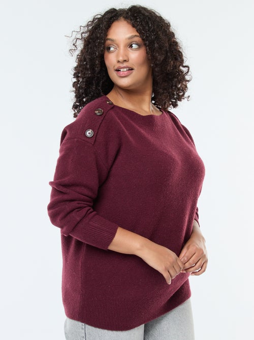 Pull avec boutons fantaisies à l'épaule - Kiabi
