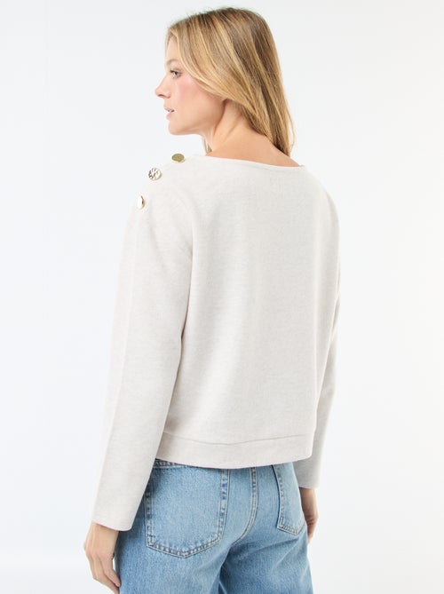 Pull avec boutons fantaisies dorés à l'épaule - Kiabi