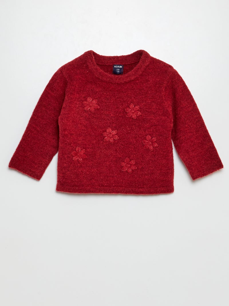 Pull avec broderie fleurie Bordeaux - Kiabi