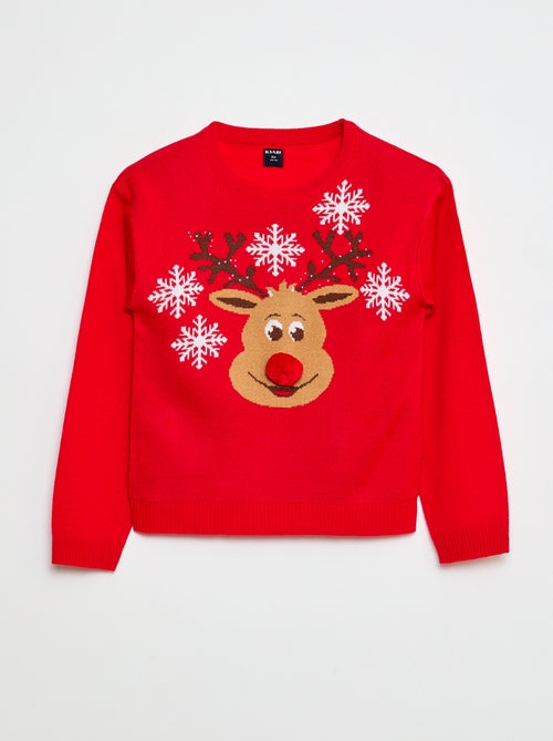 Pull avec 'cerf' imprimé  + pompon - Kiabi
