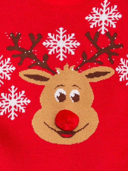 Pull avec 'cerf' imprimé  + pompon - Kiabi