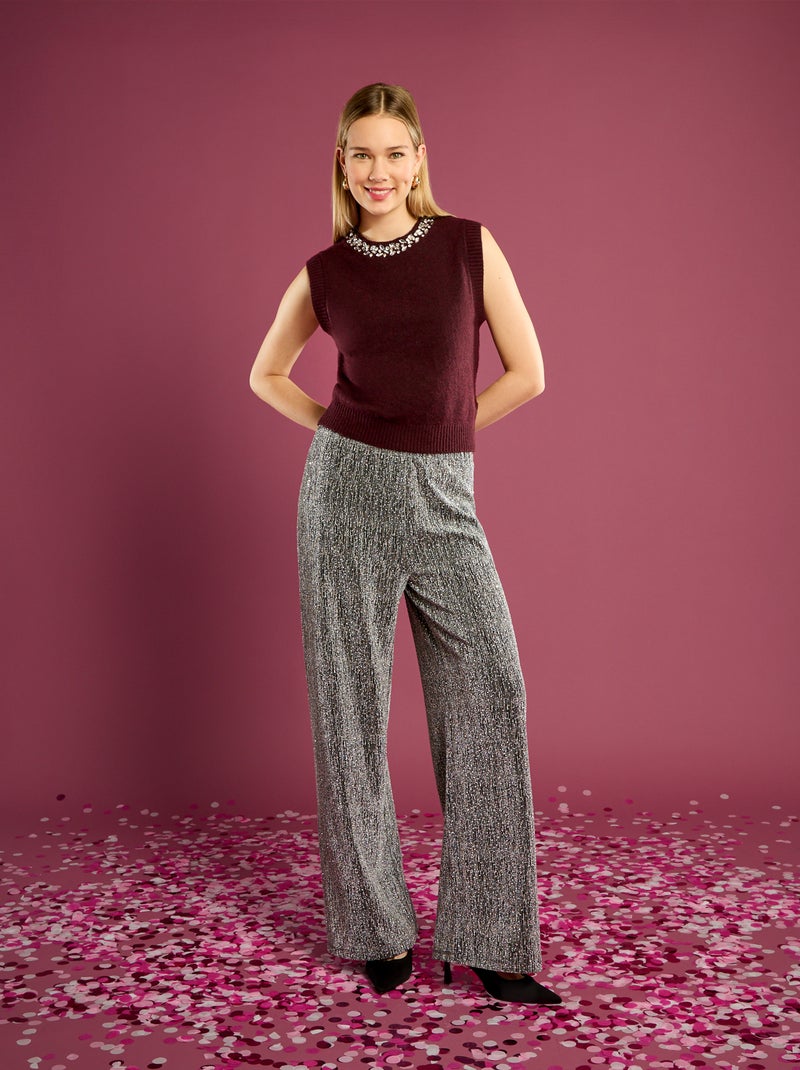 Pull avec col à bijoux sans manches Rouge - Kiabi