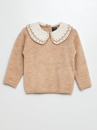 Pull avec col en gaze de coton