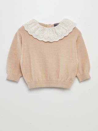 Pull avec col en voile de coton