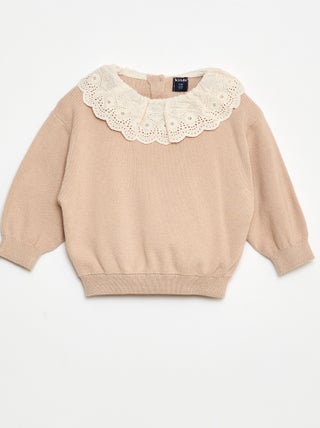 Pull avec col en voile de coton