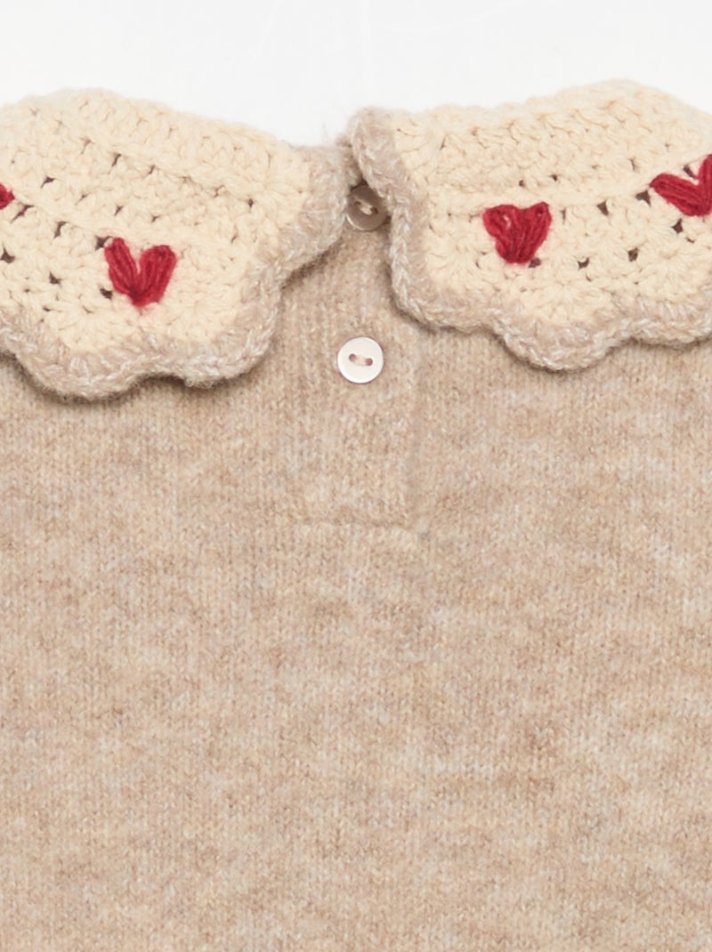 Pull avec col fantaisie Beige - Kiabi