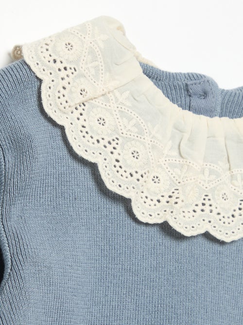Pull avec col fantaisie en broderie anglaise - Kiabi Pull avec col fantaisie en broderie anglaise - Kiabi