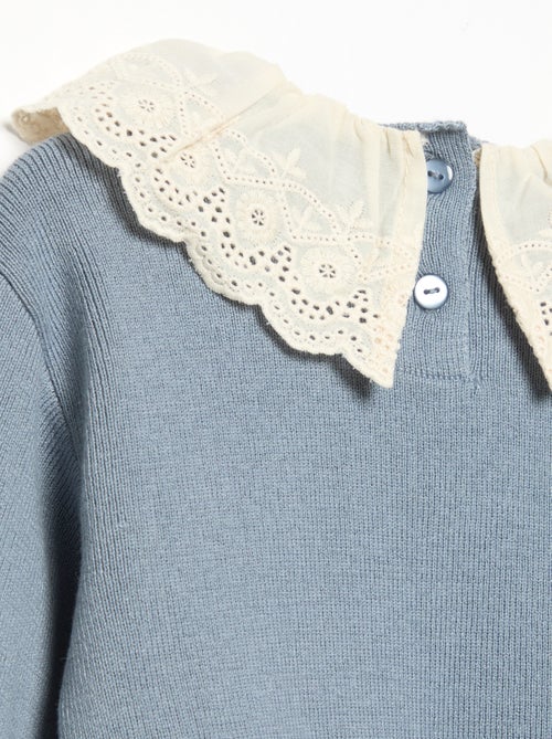 Pull avec col fantaisie en broderie anglaise - Kiabi Pull avec col fantaisie en broderie anglaise - Kiabi