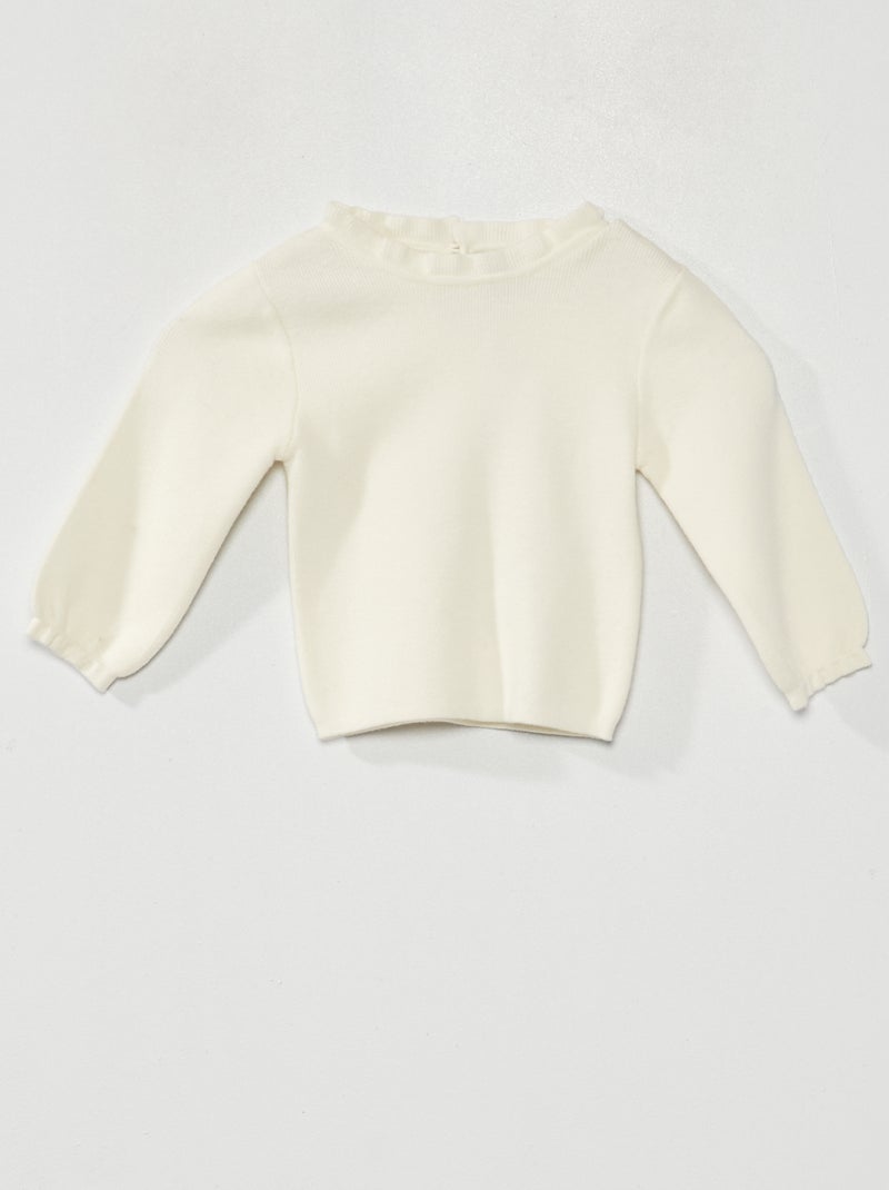 Pull avec col montant blanc - Kiabi