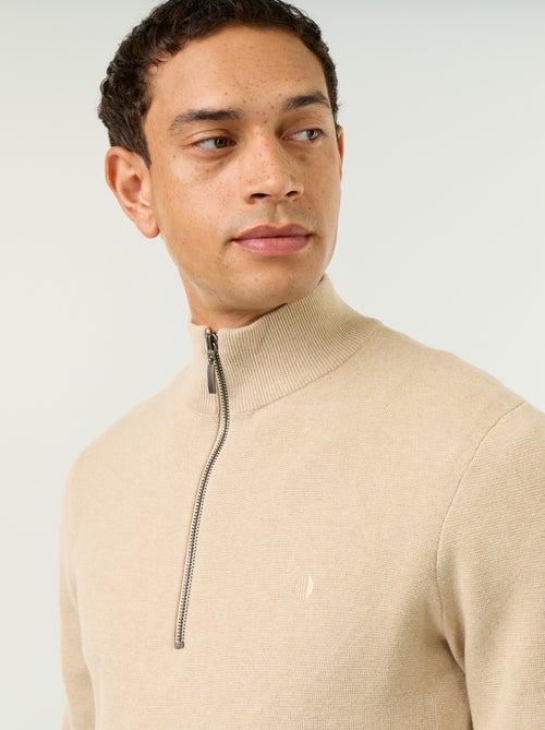 Pull avec col montant zippé - Kiabi