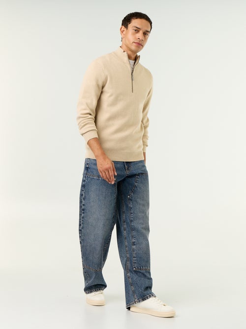 Pull avec col montant zippé - Kiabi