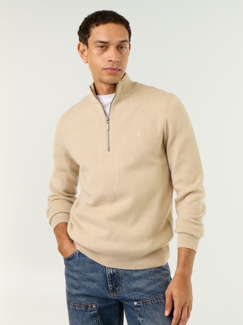 Pull avec col montant zippé - Kiabi