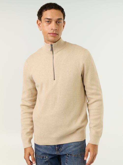 Pull avec col montant zippé - Kiabi