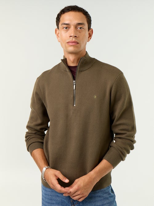 Pull avec col montant zippé - Kiabi