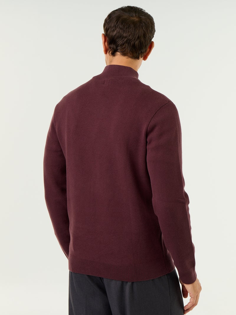 Pull avec col montant zippé Violet - Kiabi