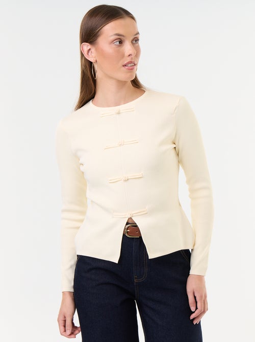 Pull avec détails mandarins - Kiabi