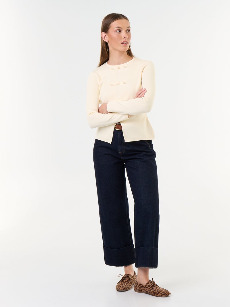 Pull avec détails mandarins Beige - Kiabi