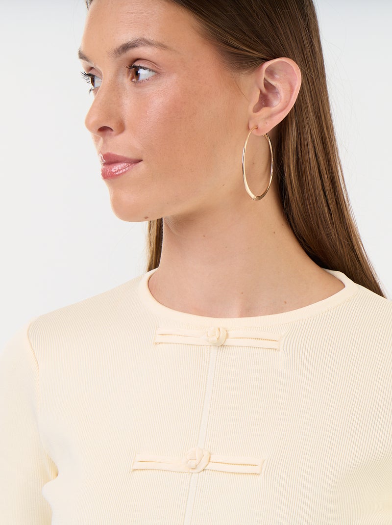 Pull avec détails mandarins Beige - Kiabi