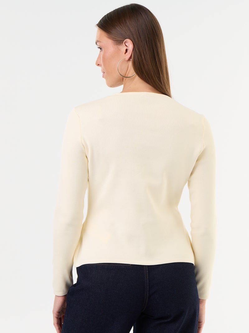 Pull avec détails mandarins Beige - Kiabi