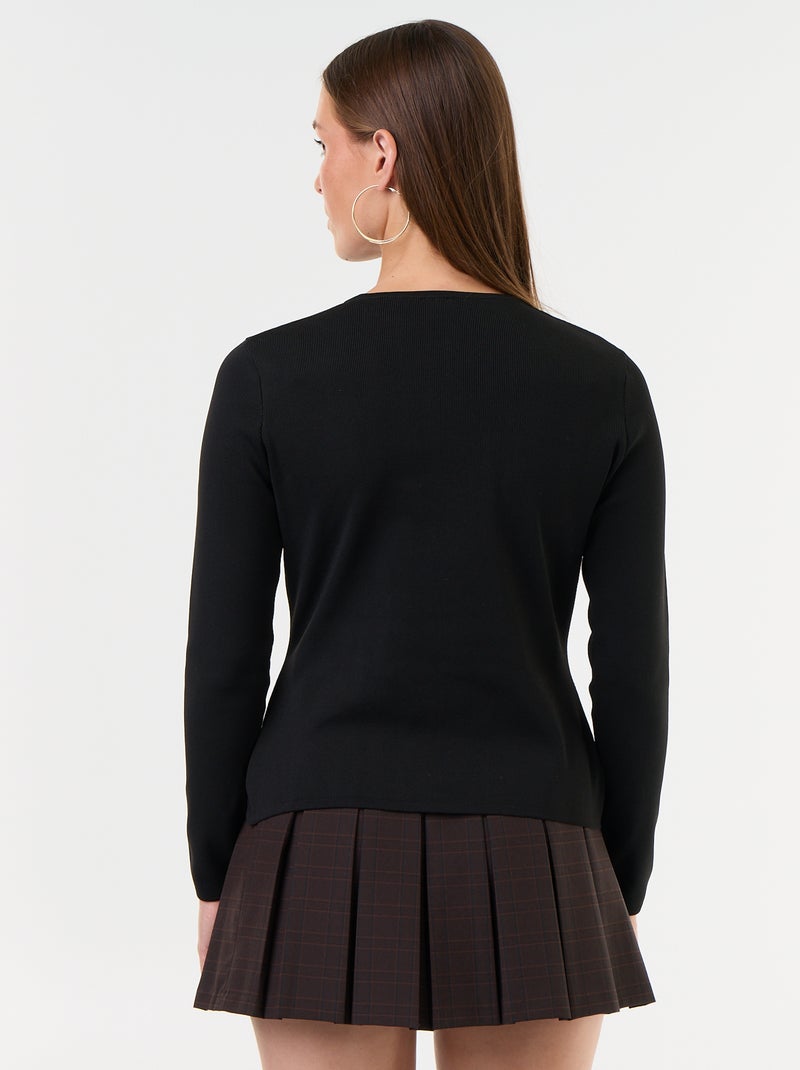 Pull avec détails mandarins Noir - Kiabi