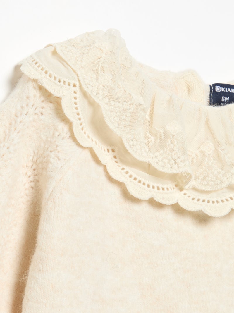 Pull avec double col fantaisie Blanc - Kiabi