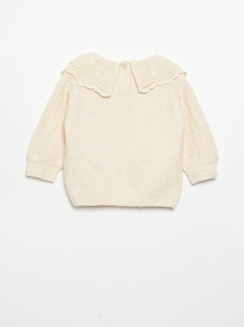 Pull avec double col fantaisie Blanc - Kiabi