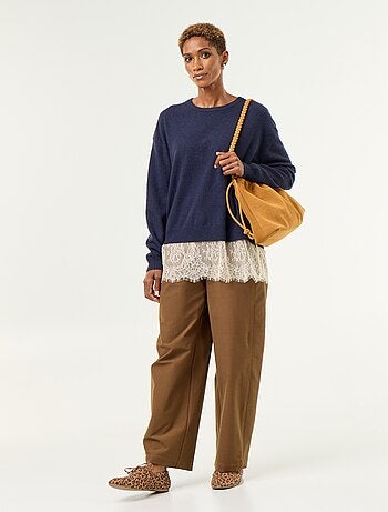 Pull avec empiècement en dentelle
