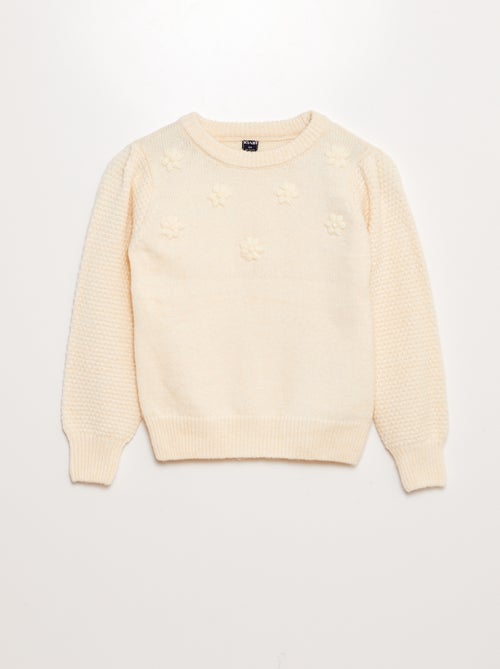 Pull avec fleurs brodées - Kiabi