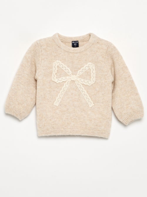 Pull avec grand nœud en dentelle - Kiabi