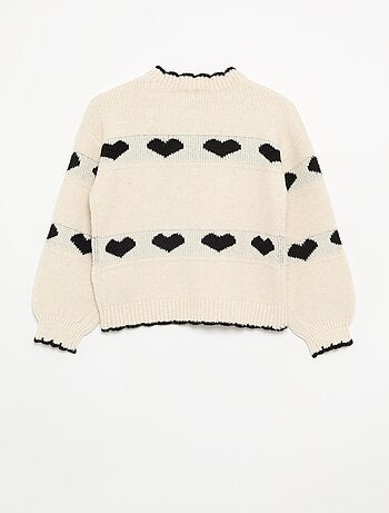 Pull avec jacquard 'coeurs'