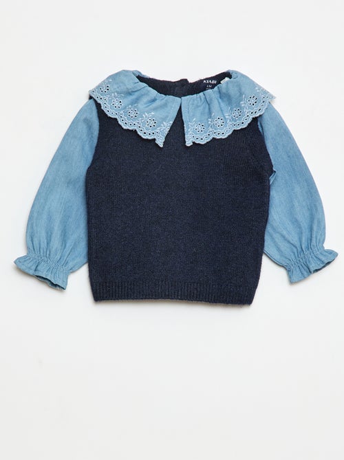 Pull avec manches en coton - Kiabi
