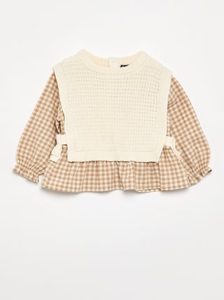 Pull avec manches en voile de coton