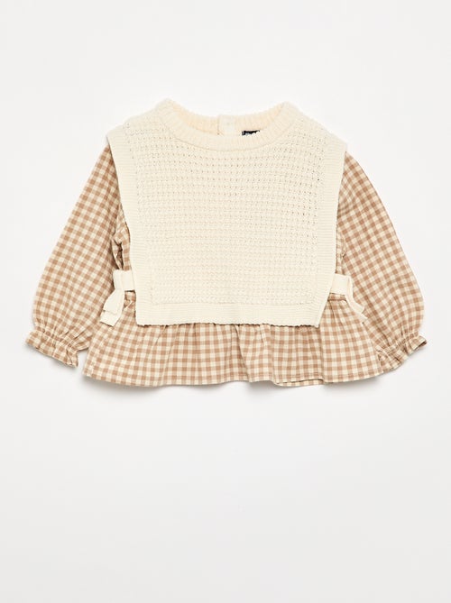 Pull avec manches en voile de coton - Kiabi Pull avec manches en voile de coton - Kiabi