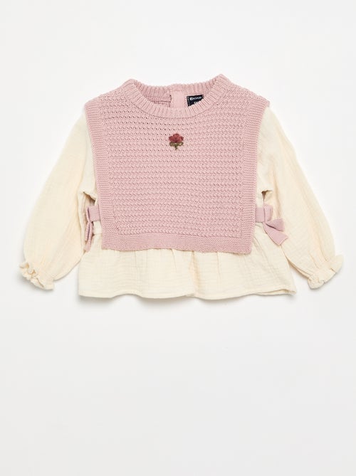 Pull avec manches en voile de coton - Kiabi Pull avec manches en voile de coton - Kiabi
