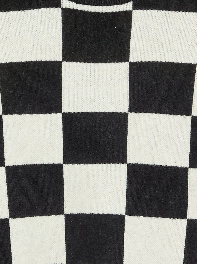 Pull avec motif à damiers Noir - Kiabi