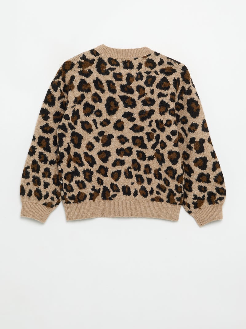 Pull avec motif léopard Beige - Kiabi