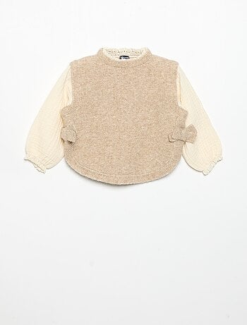 Pull avec nœuds et manches en voile de coton
