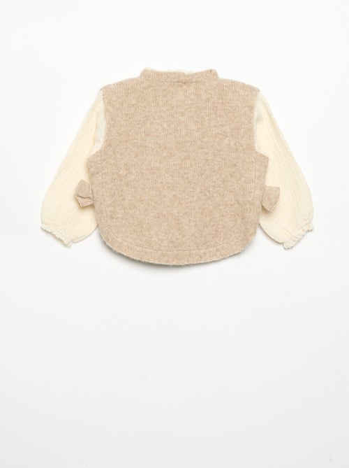 Pull avec nœuds et manches en voile de coton - Kiabi Pull avec nœuds et manches en voile de coton - Kiabi