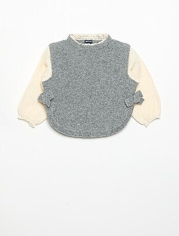 Pull avec nœuds et manches en voile de coton