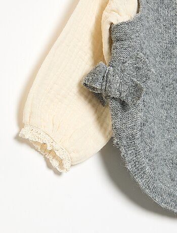 Pull avec nœuds et manches en voile de coton