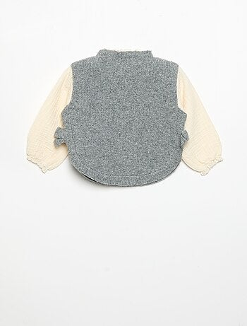 Pull avec nœuds et manches en voile de coton