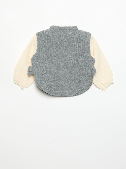 Pull avec nœuds et manches en voile de coton - Kiabi Pull avec nœuds et manches en voile de coton - Kiabi